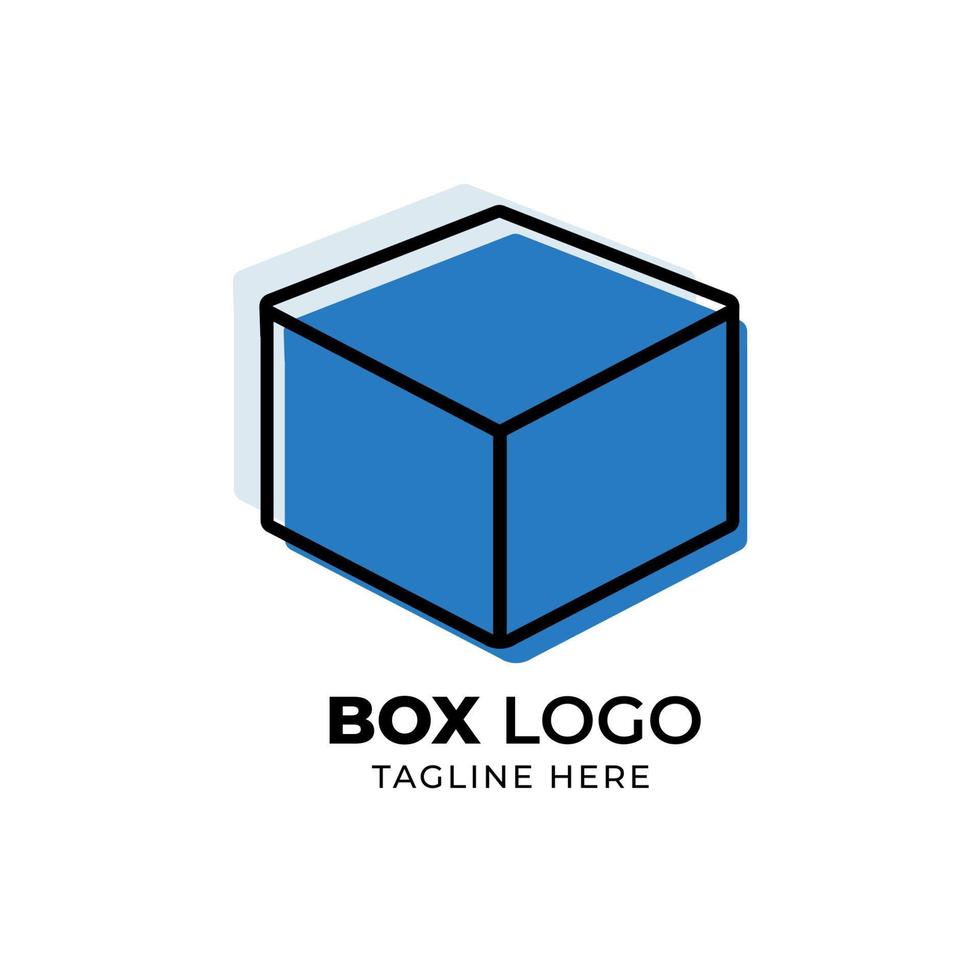 platt och stroke fylld tecknad serie stil logotyp låda design mall vektor