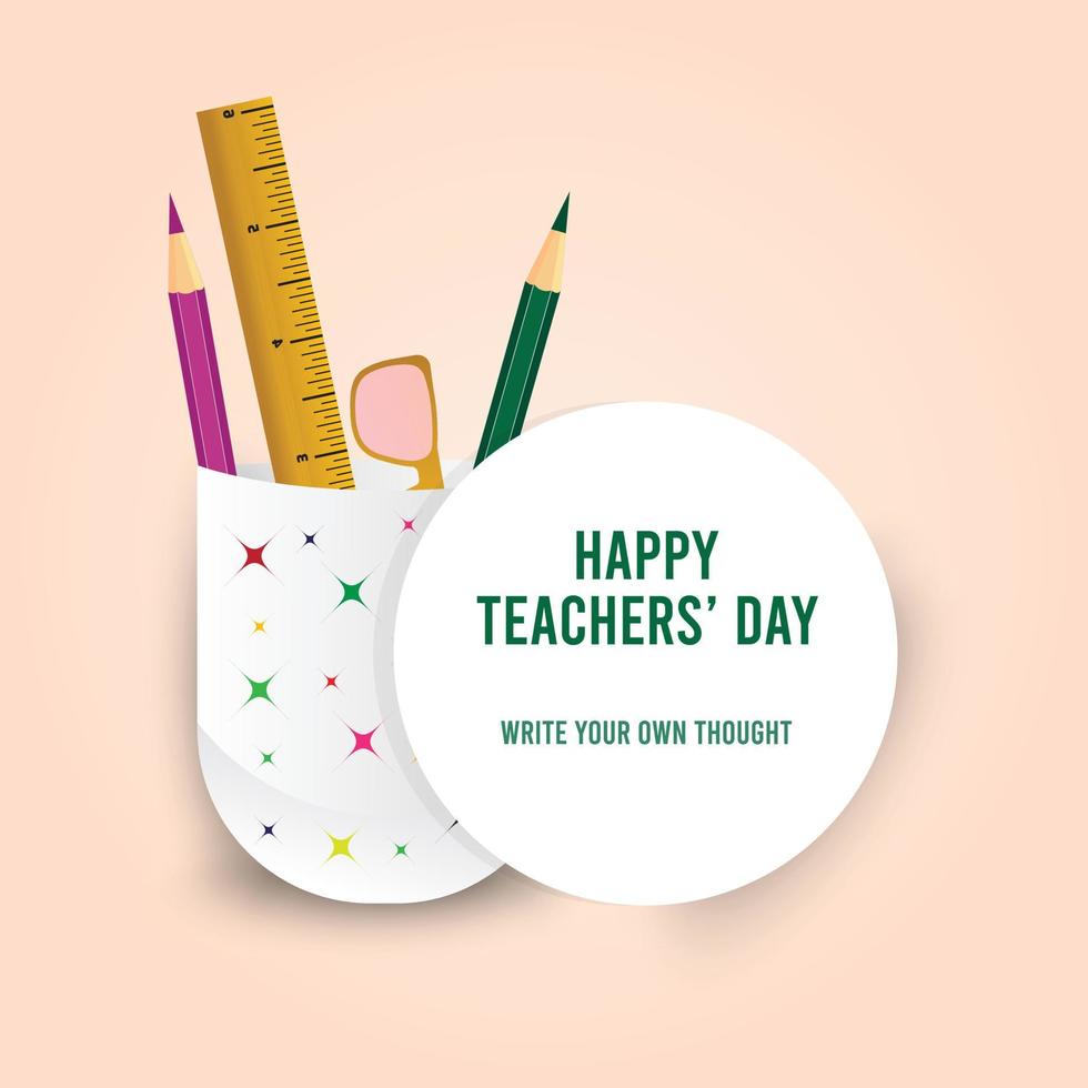 Happy Teachers' Day Social Media Banner Designvorlage mit Bildungselementen vektor