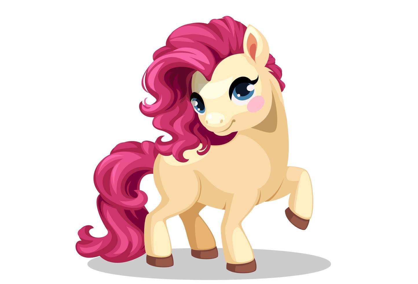 liten ponny med rosa hår vektor