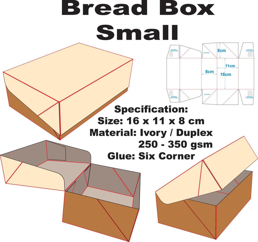 mycket Häftigt och enkel bröd låda. i tillägg till dess attraktiv form, detta låda är också lätt till bära. detta låda kan också vara Begagnade för kaka lådor, lunch lådor, och snacks. vektor