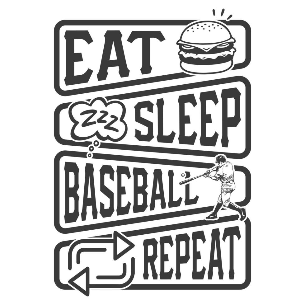 äta sömn baseboll upprepa - baseboll t skjorta design, vektor, affisch eller mall. vektor