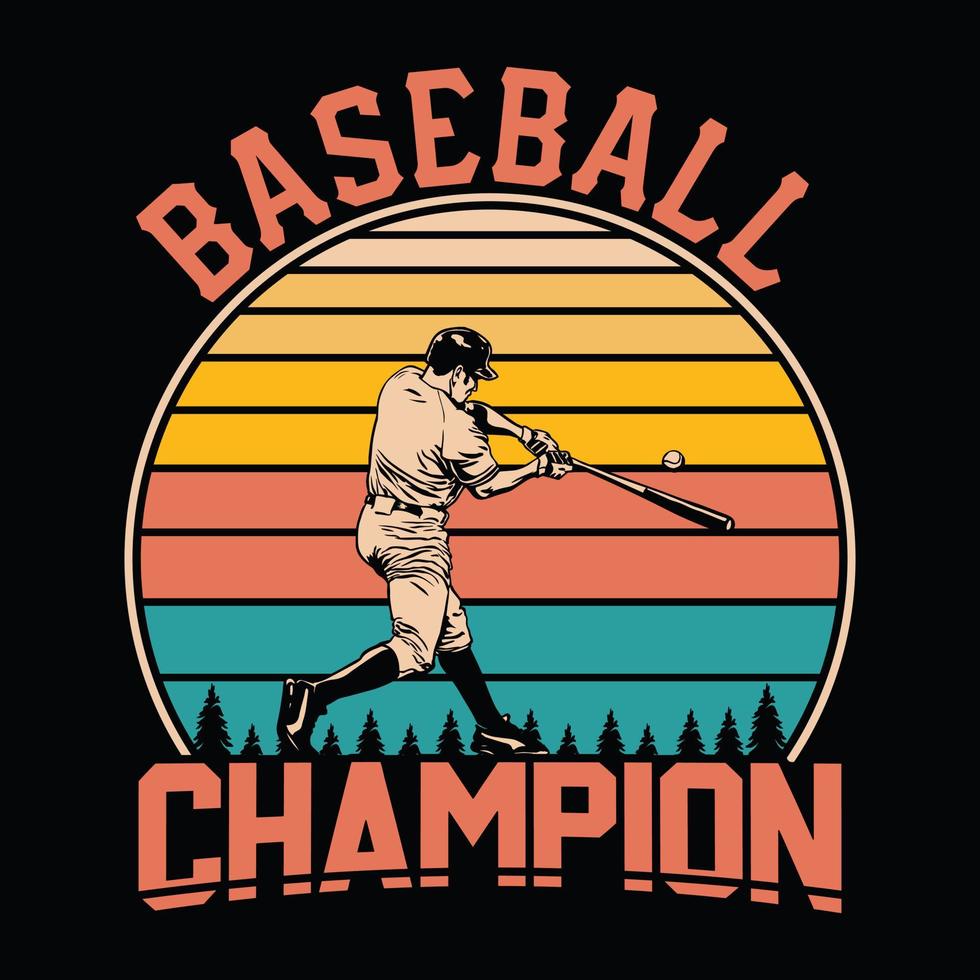 baseboll mästare - baseboll t skjorta design, vektor, affisch eller mall. vektor