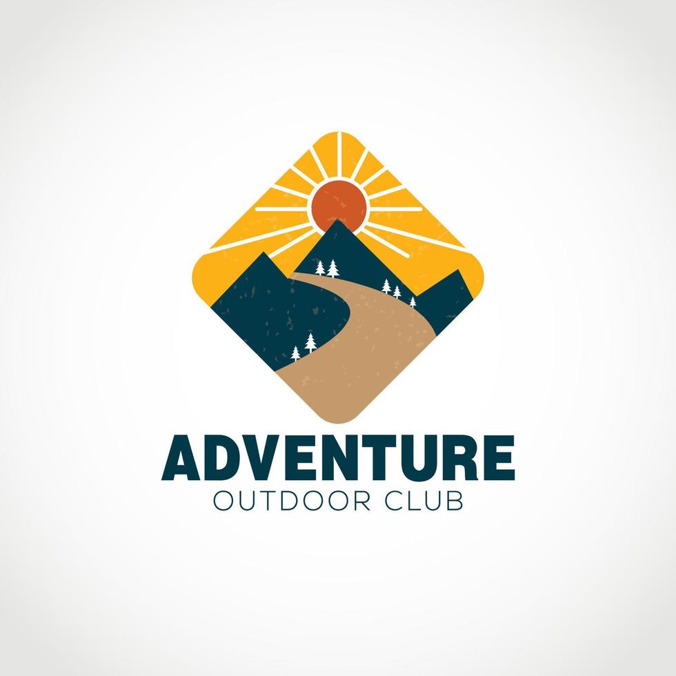 Outdoor-Abenteuer-Logo-Design-Vorlage. Bergillustration, Outdoor-Abenteuer-Logo. Vektorgrafik für T-Shirt-Logo-Design. vektor