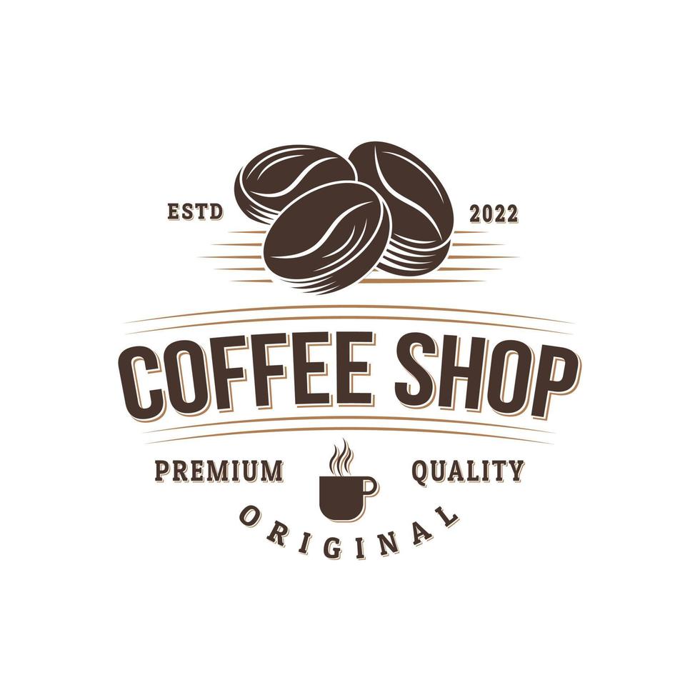 kaffe bönor retro logotyp årgång vektor