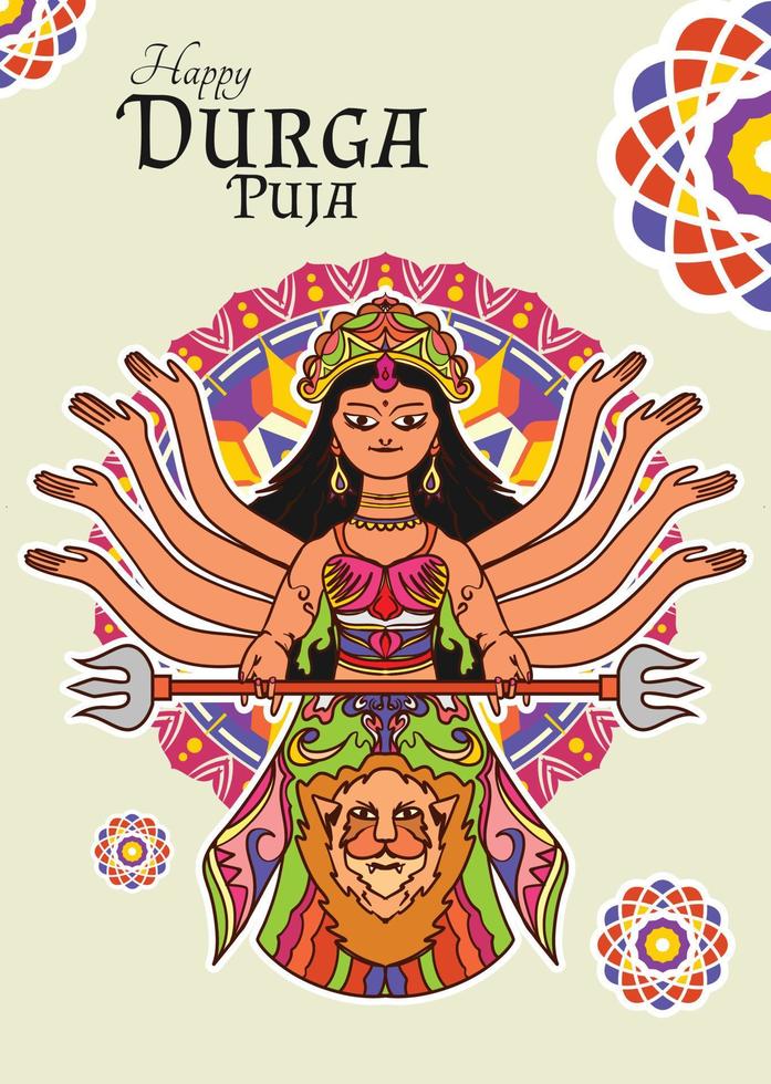 elegant platt illustration tema durga puja vektor