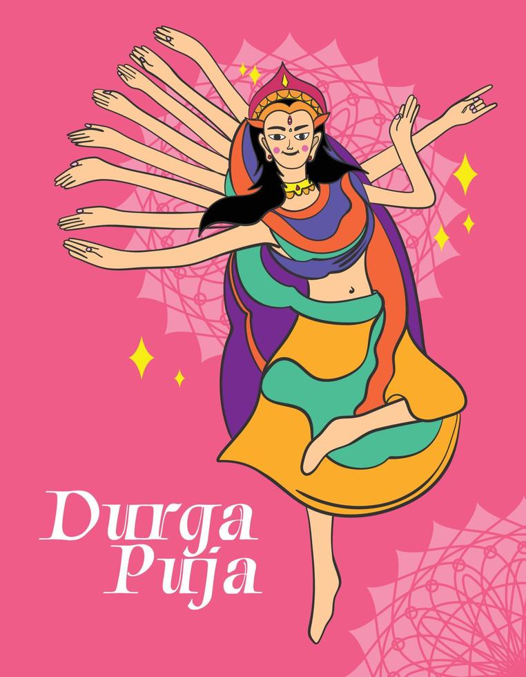 premie design platt durga puja vektor illustration affisch