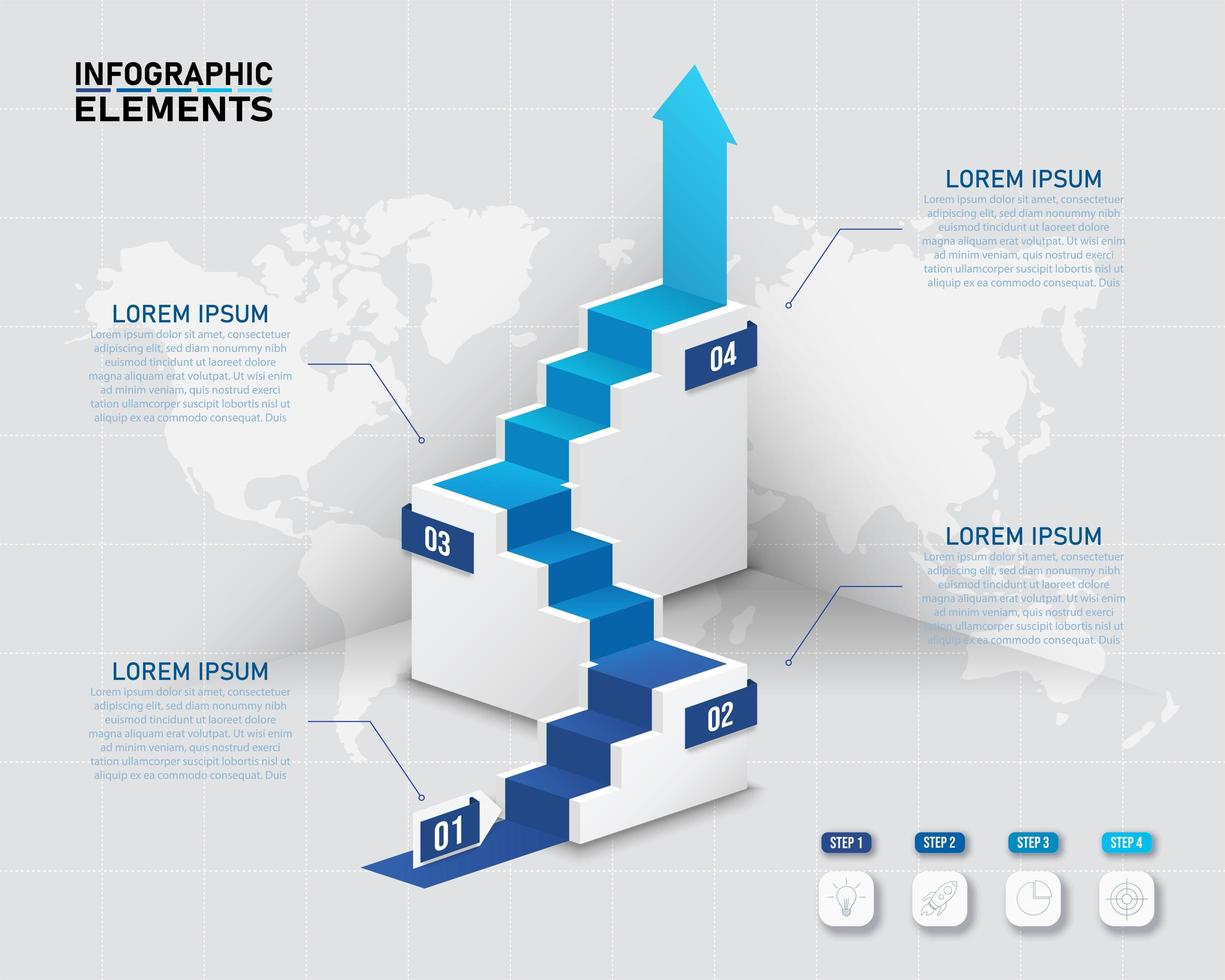 3D-Treppen-Infografik-Design mit 4 Optionen vektor