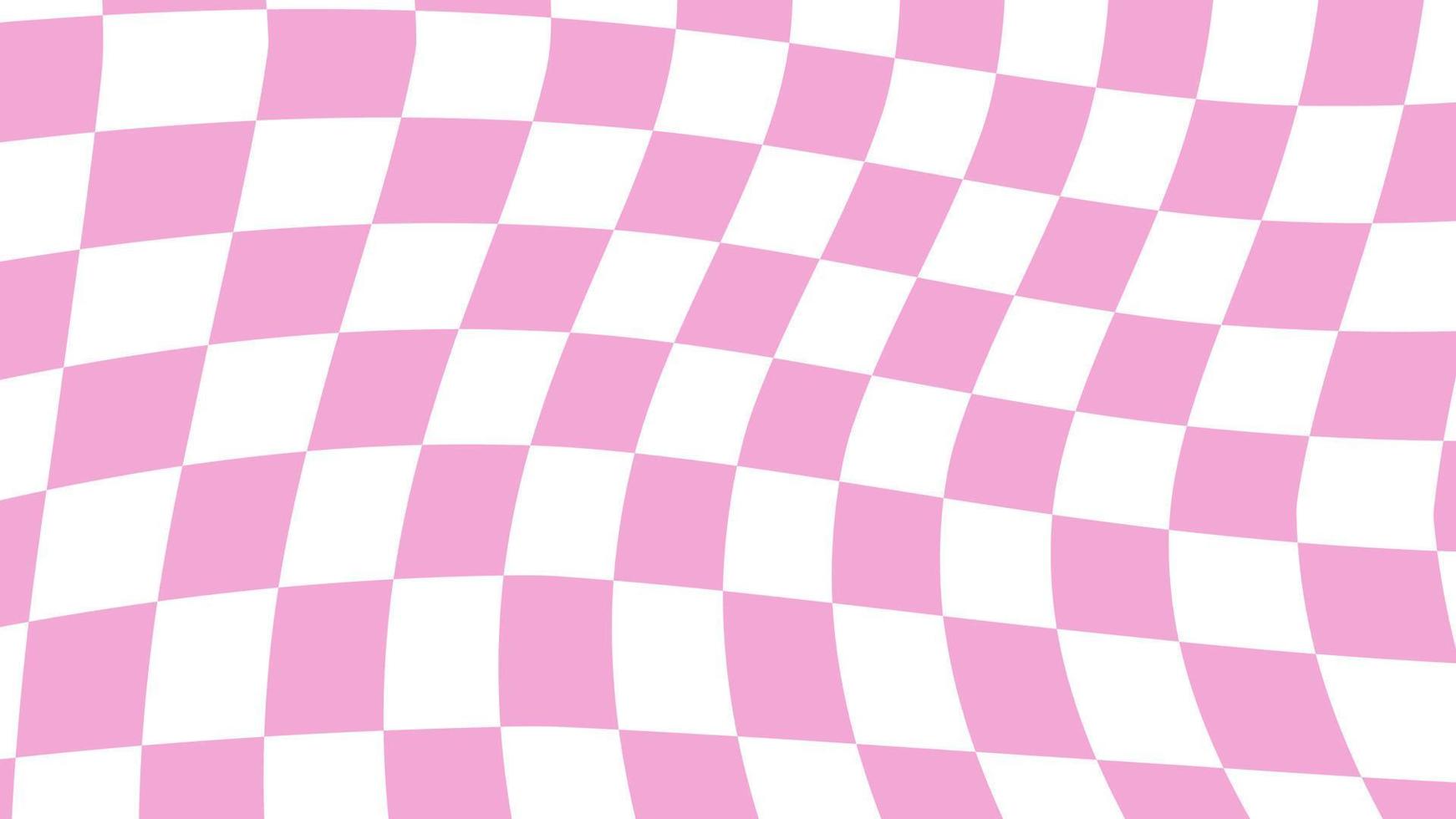 ästhetisches rosa und weißes verzerrtes Schachbrett, Schachbretttapetenillustration, vervollkommnen für Hintergrund, Tapete, Hintergrund, Fahne vektor