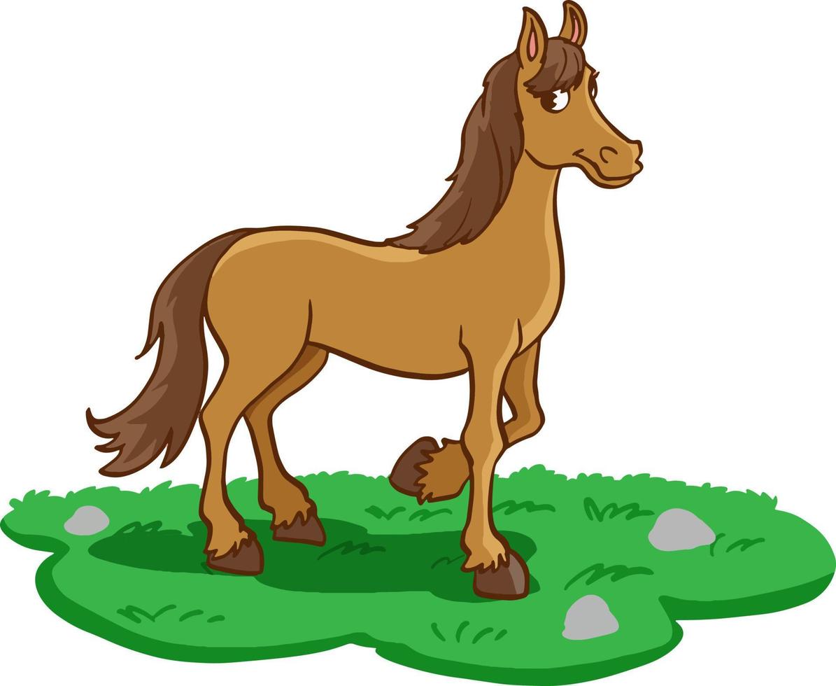 tecknad brun häst isolerad på vit bakgrund vektor