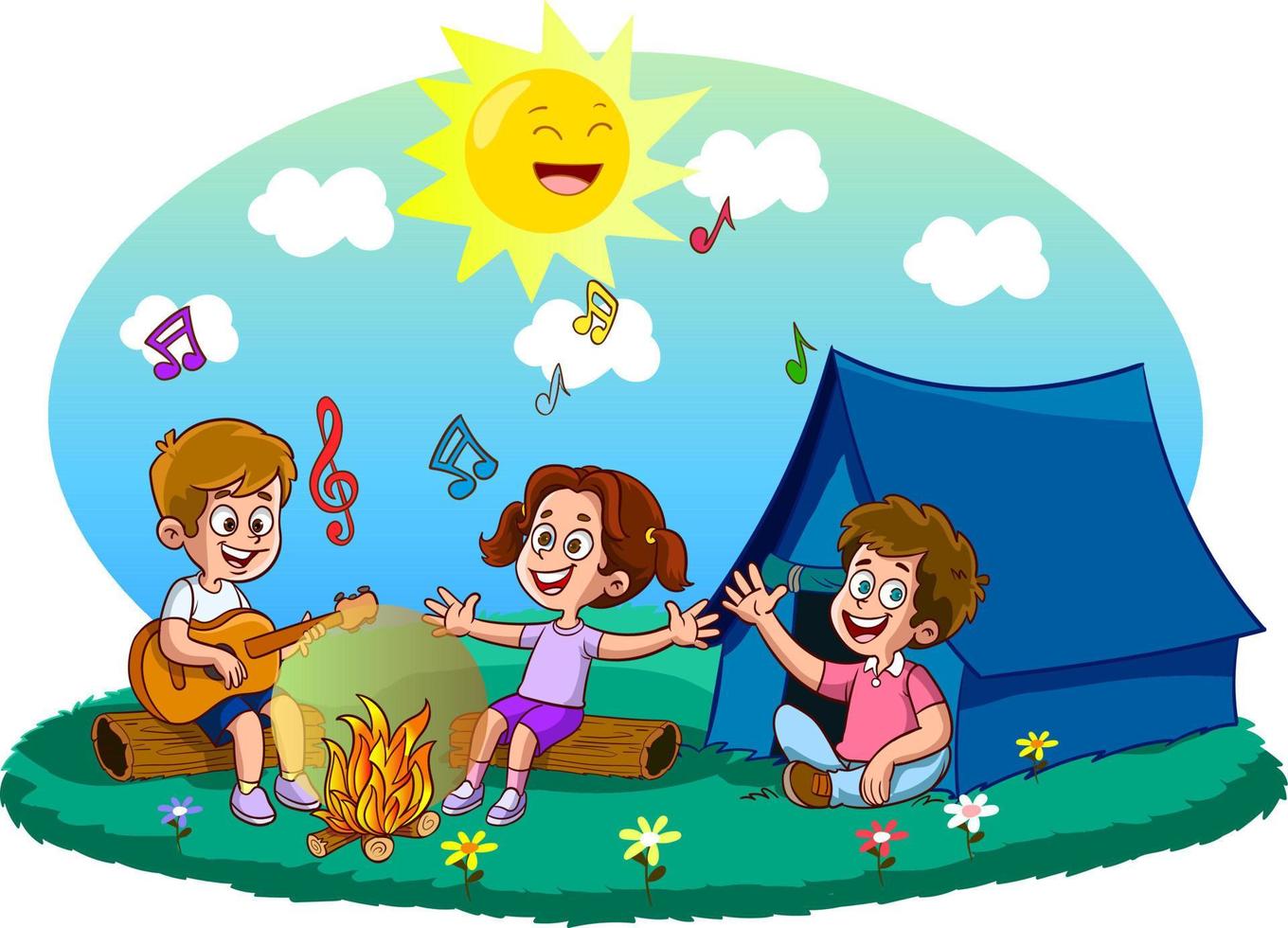 Illustration des Sommerlagervektors der Kinder vektor