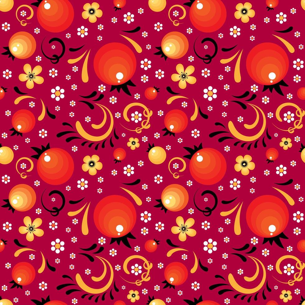 Blumenmuster der roten Johannisbeere wie ein Khokhloma-Stil vektor