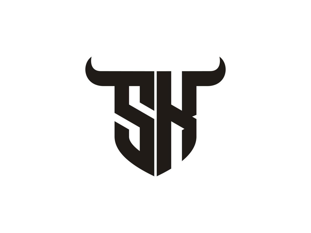 anfängliches sk-bull-logo-design. vektor
