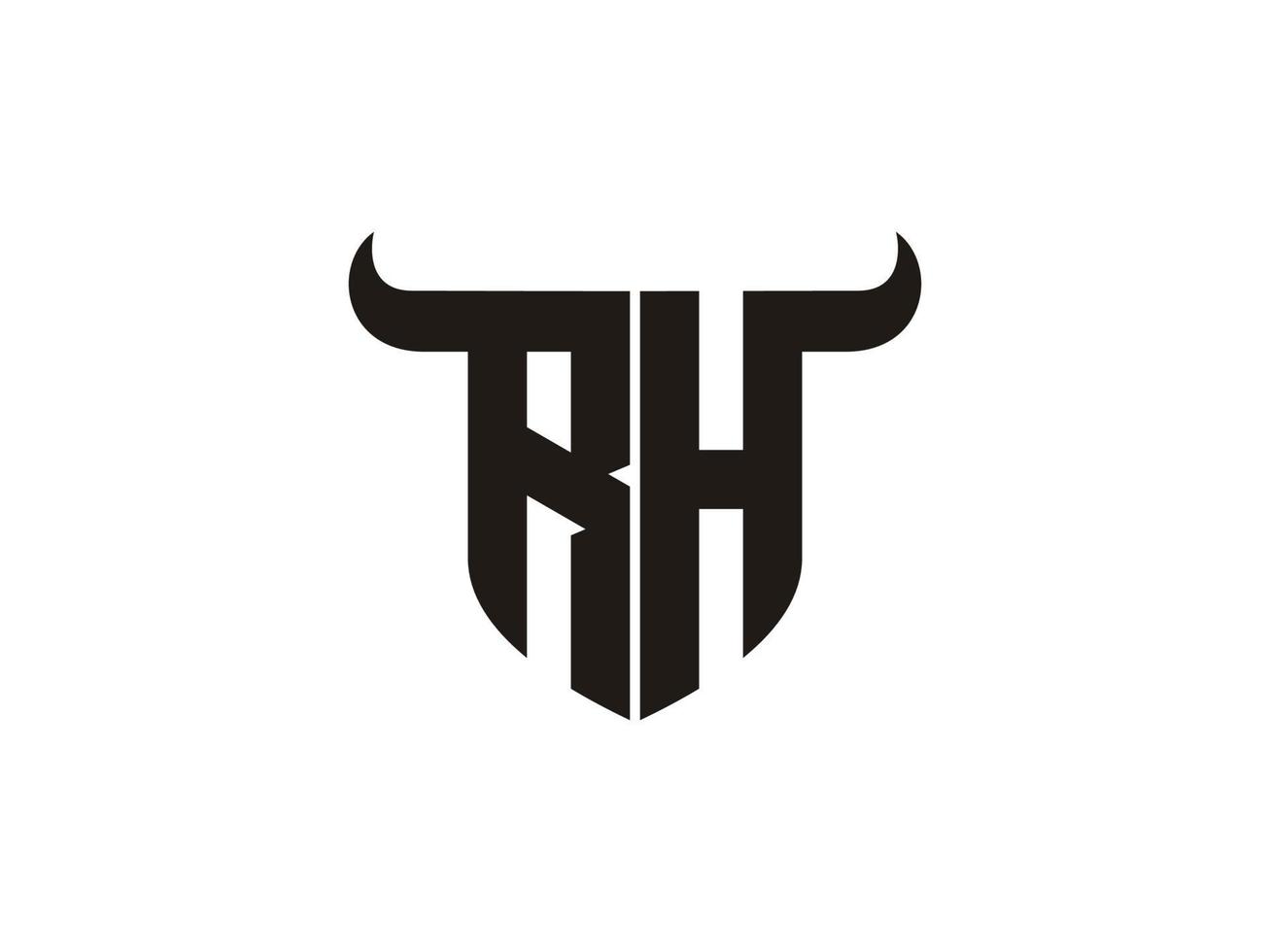 anfängliches rh-stier-logo-design. vektor