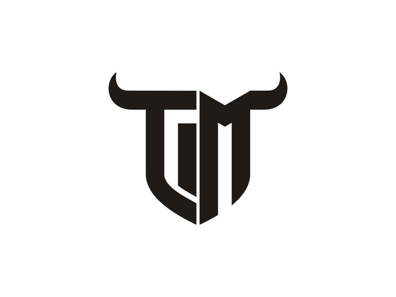 första tm tjur logotyp design. vektor