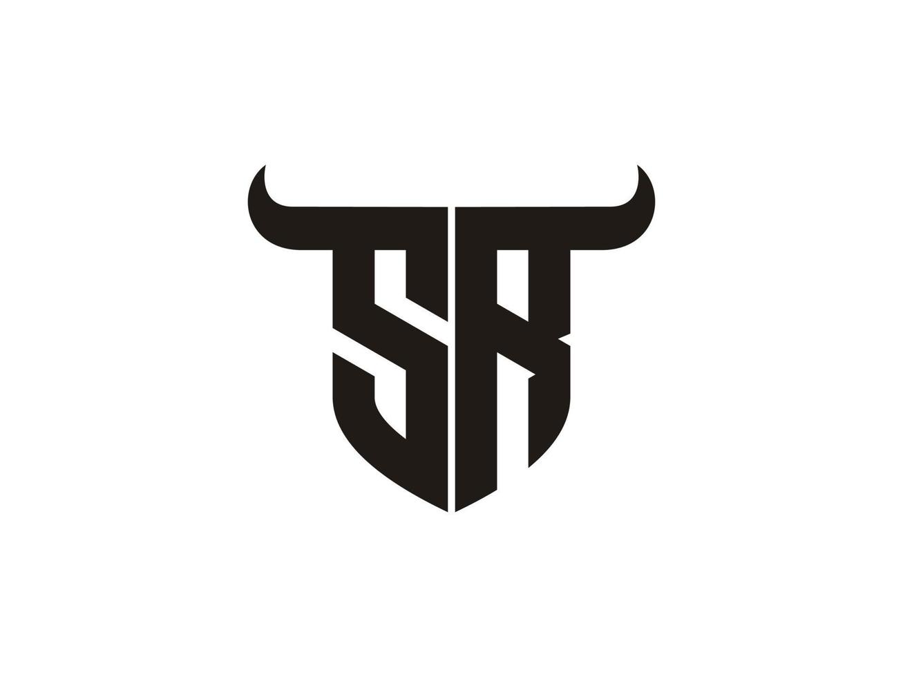 första sr tjur logotyp design. vektor