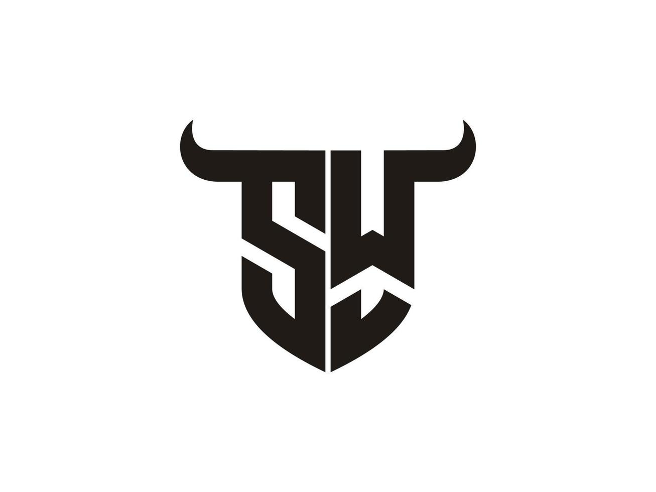 anfängliches SW-Stier-Logo-Design. vektor