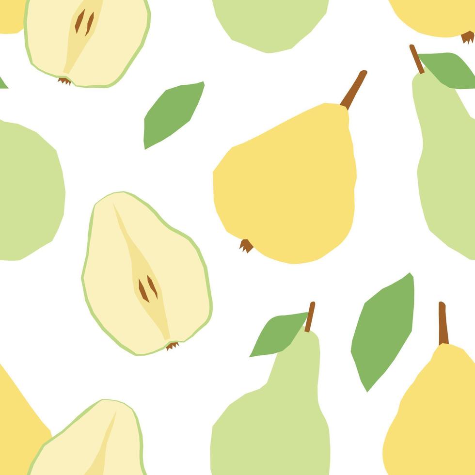 abstrakt sömlös mönster päron frukt i platt stil. vektor tapet på en vit bakgrund. perfekt för textilier eller yta design