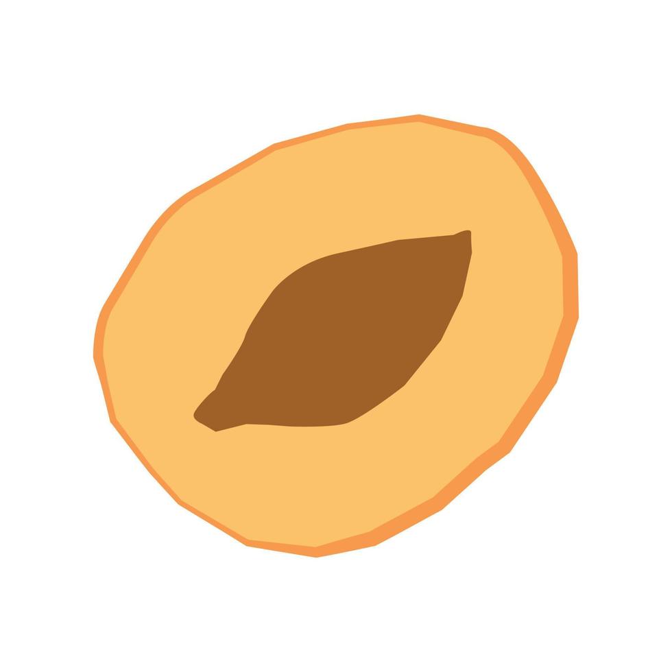 halbe aprikose in einem flachen abstrakten stil. Vektorelementfrucht lokalisiert auf einem weißen Hintergrund vektor