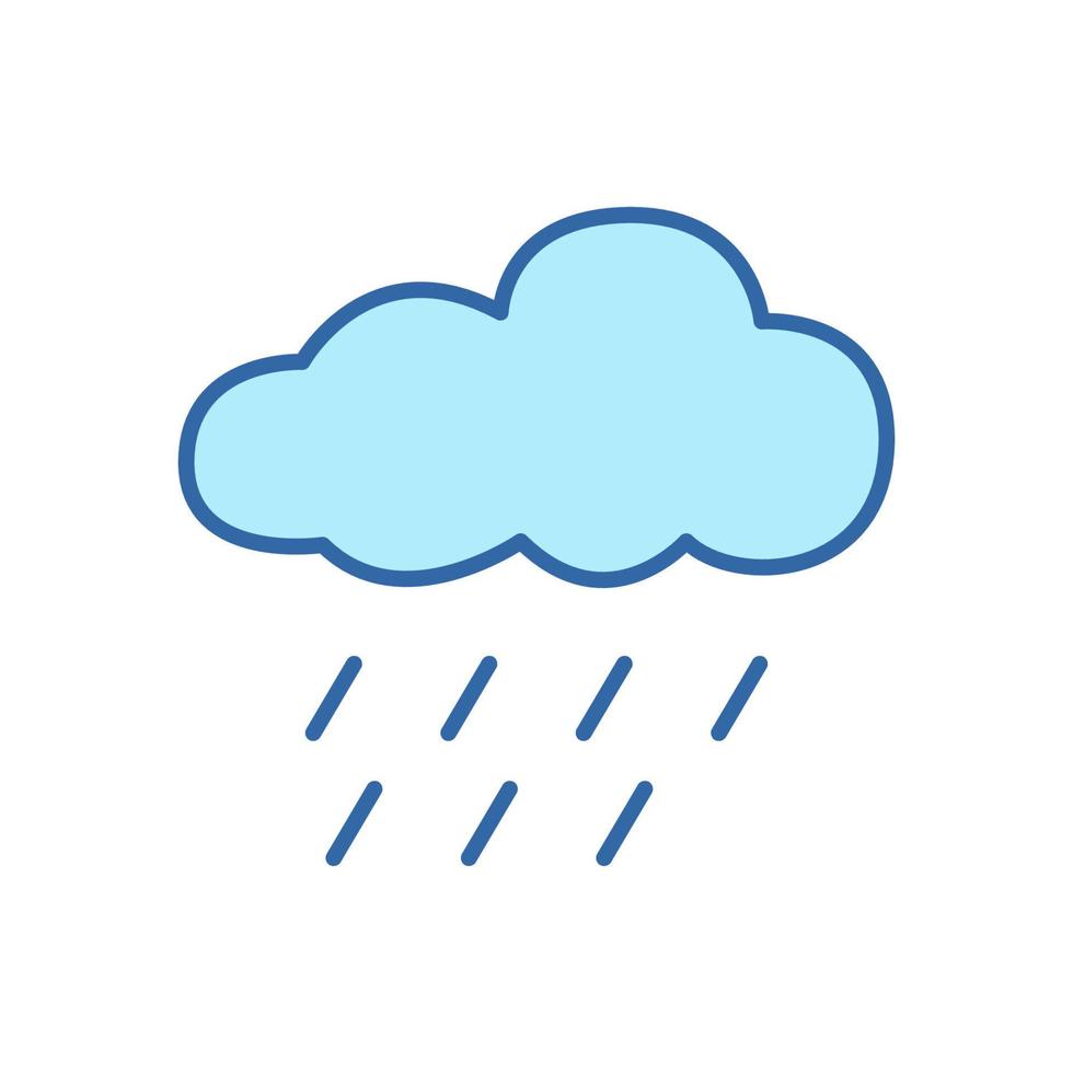 regn linjär Färg ikon. molnig och regnig väder. tung dusch eller skyfall linje piktogram. regndroppe och moln ikon. redigerbar stroke. vektor illustration.