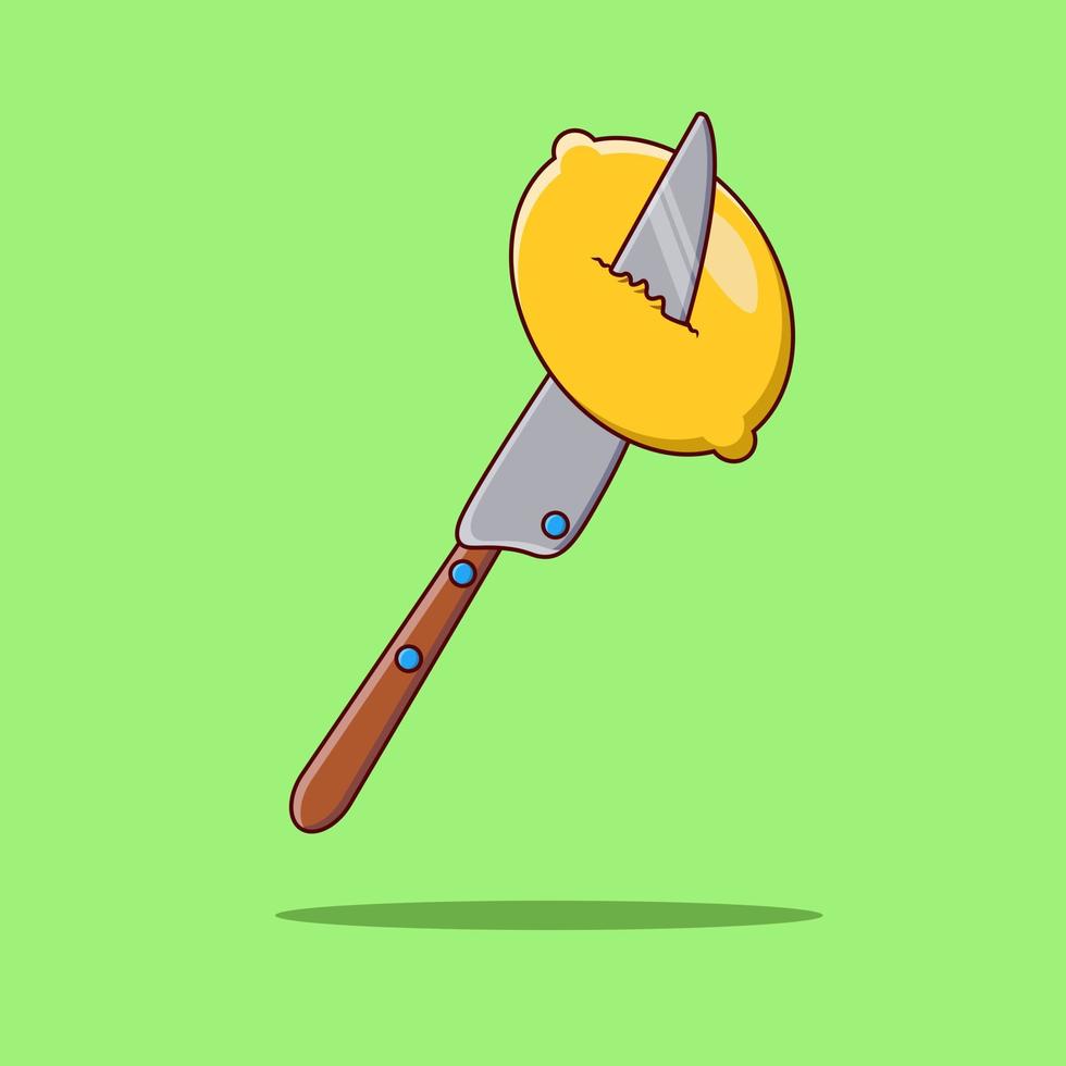 Zitronen- und Messervektorillustration für Restaurantikone vektor