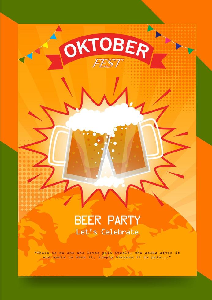 Plakat zum Oktoberfest in Orange und Grün vektor