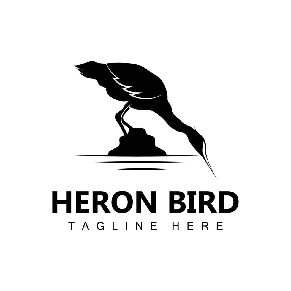 fågel häger stork logotyp design, fåglar häger flygande på de flod vektor, produkt varumärke illustration vektor