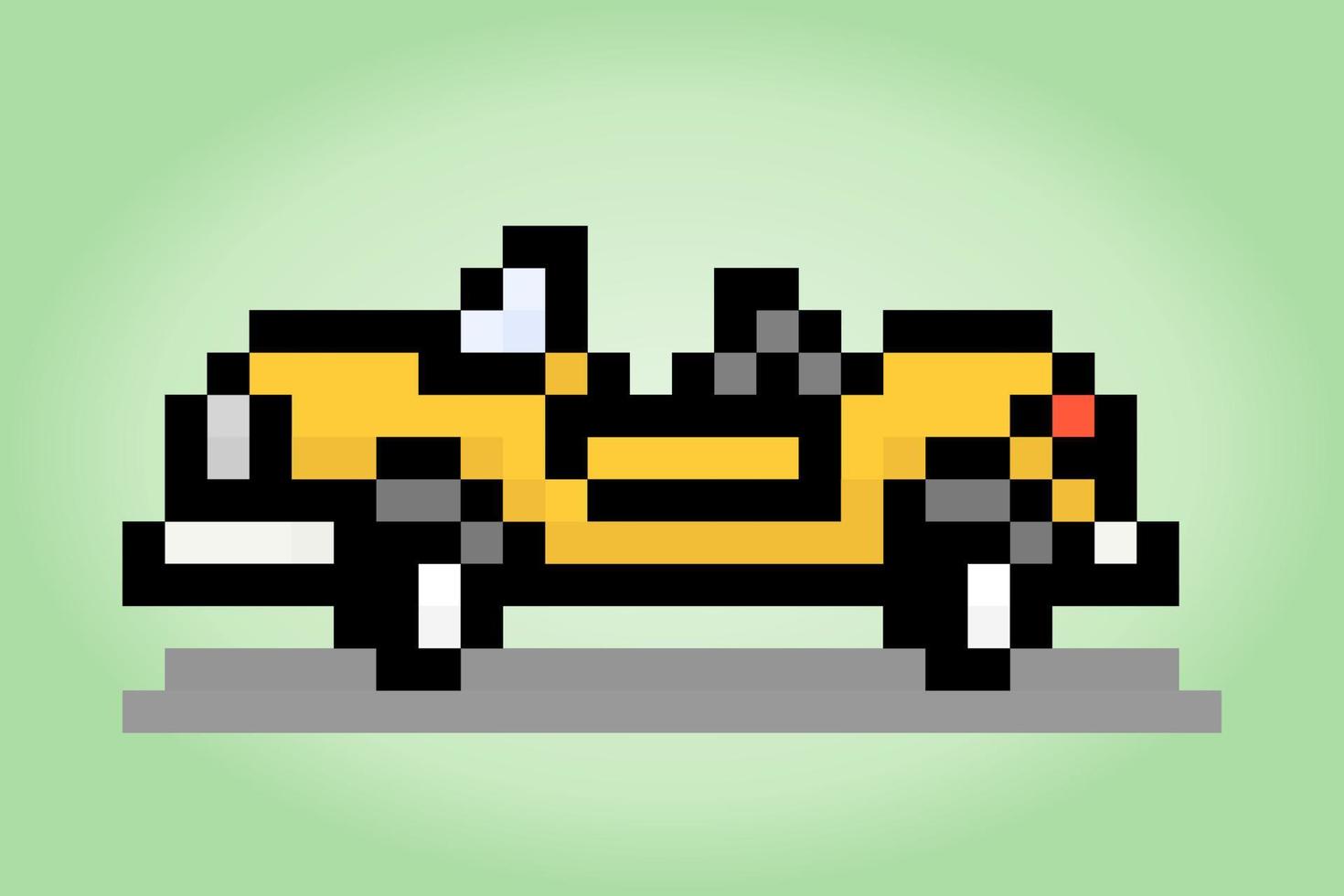 klassisk 8-bitars bilpixelkonst. vektor illustration av en bil korsstygn mönster.