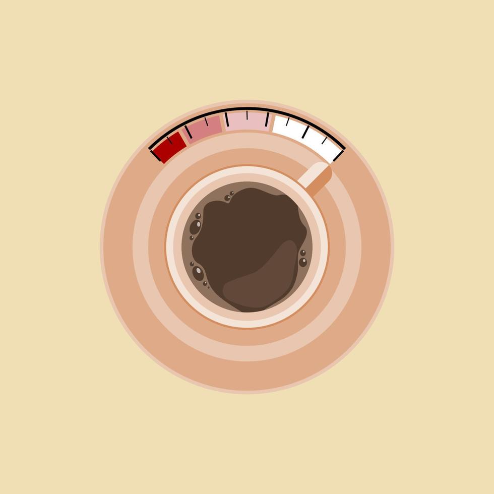 bearbeitbare draufsicht eine tasse kaffeevektorillustration als kraftstoffstand für zusätzliches element des cafés oder geschäftsbezogenen designprojekts mit aufladestärkekonzept vektor