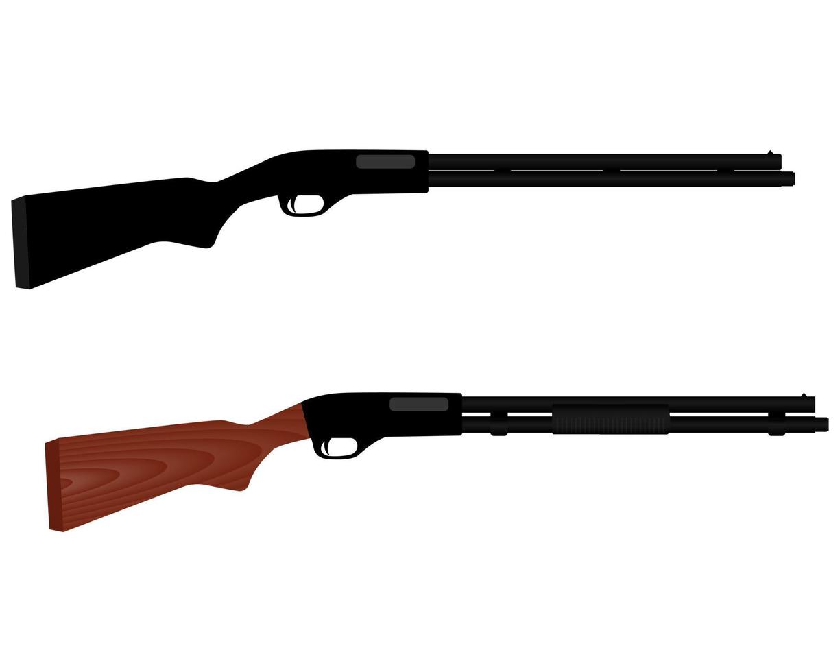 zwei Gewehre für die Jagd auf verschiedene Arten auf weißem Hintergrund vektor
