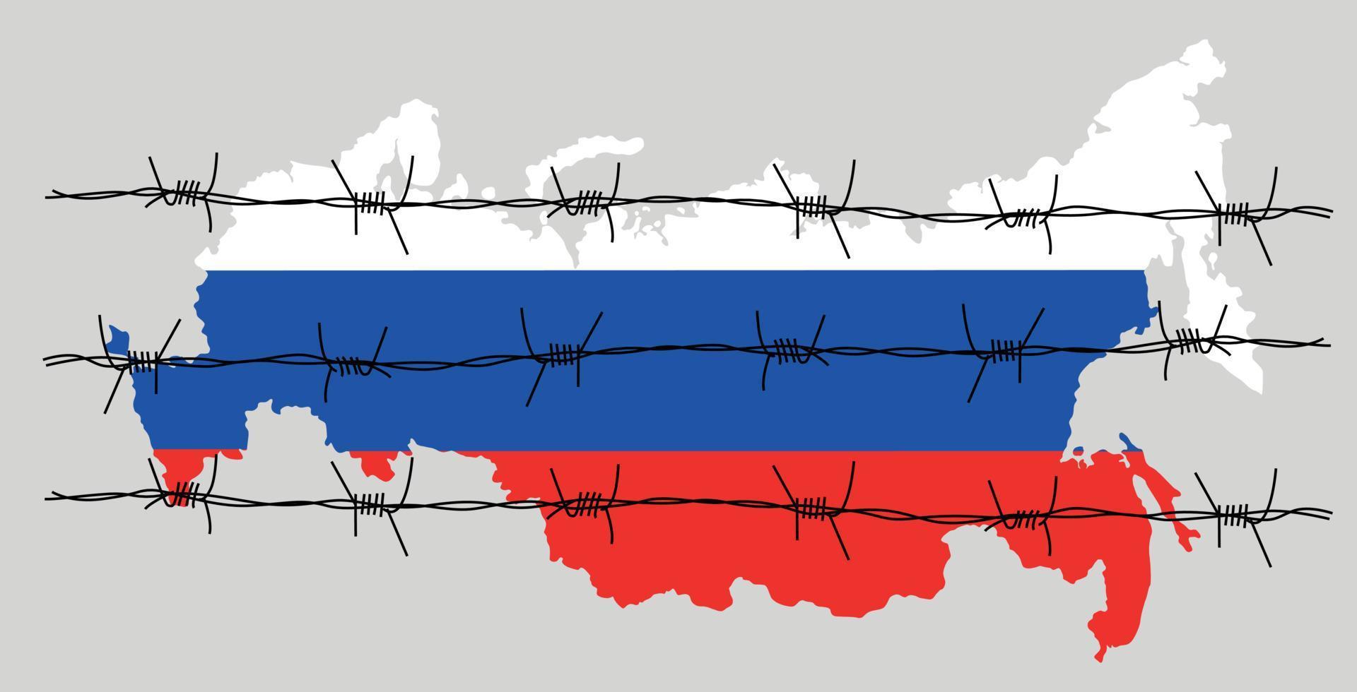 russische aggression und terrorismus, konflikt, siegkonzept. Russland-Karte in den Farben der Nationalflagge. Symbol mit russischer Flagge im Blut. ukrainisch-russische Militärkrise. vektor