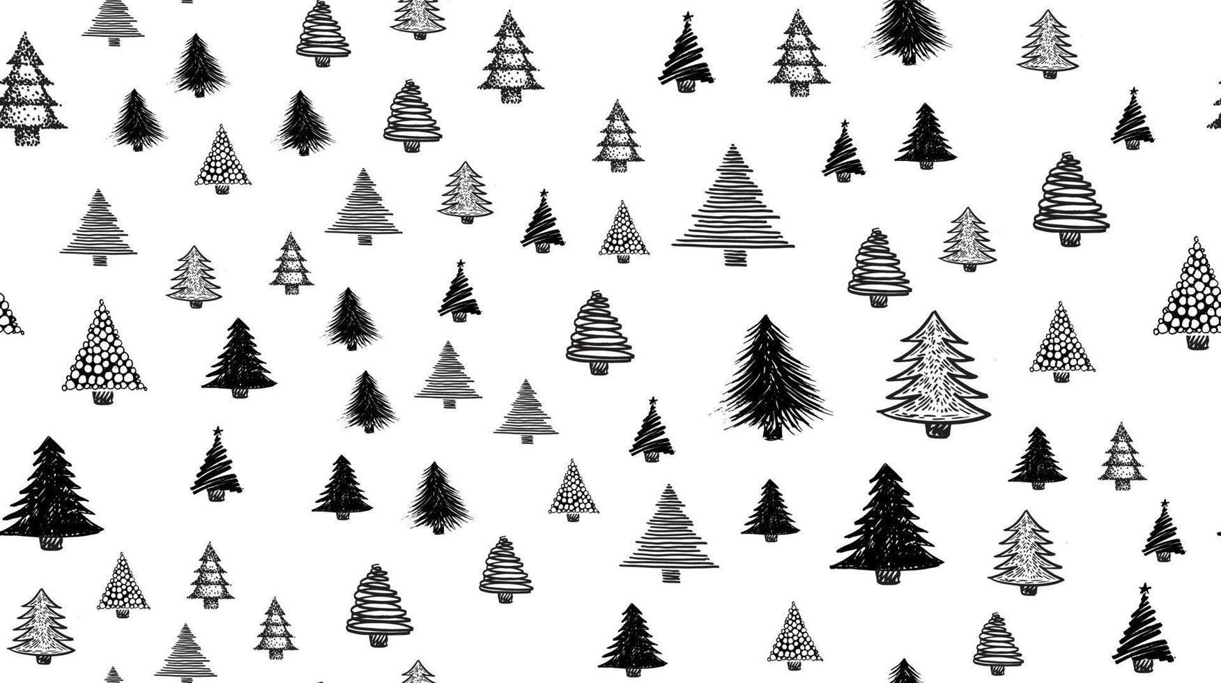 jul träd uppsättning, hand ritade. vektor illustration.