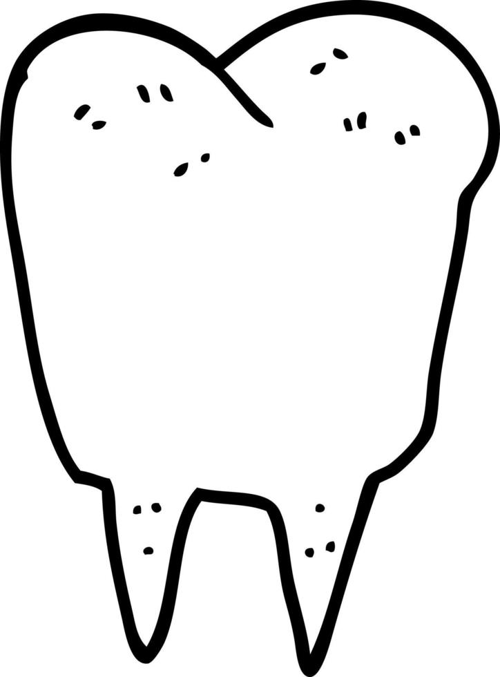 linje teckning tecknad serie tand vektor