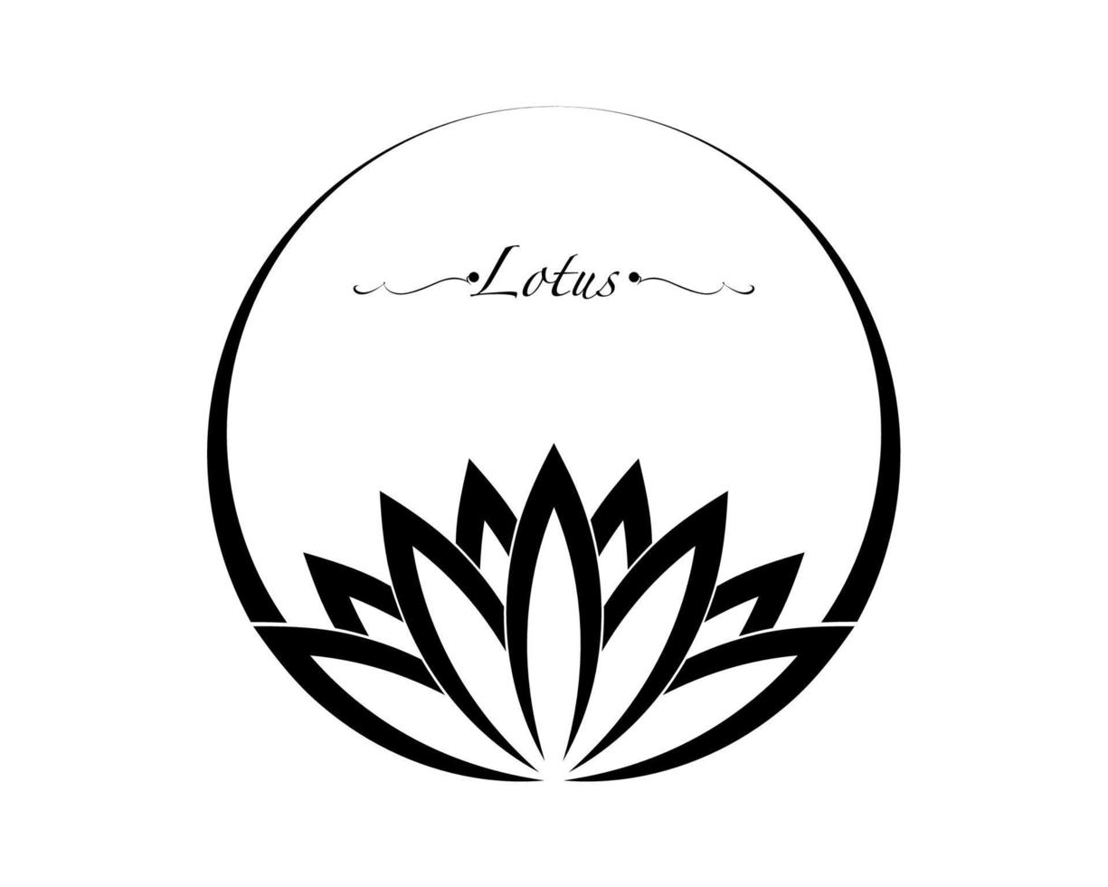 lotus logotyp, vatten lilja, blomma av liv. helig geometri. symbol av harmoni och balans. cirkel vit tecken av renhet. chakra yoga design vektor isolerat på vit bakgrund
