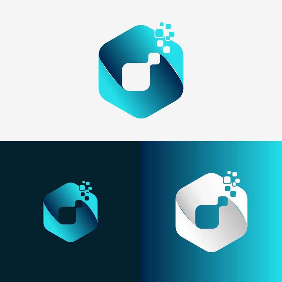 digitales Logo-Symbol. Hexagon-Vektorelement mit Pixel vektor