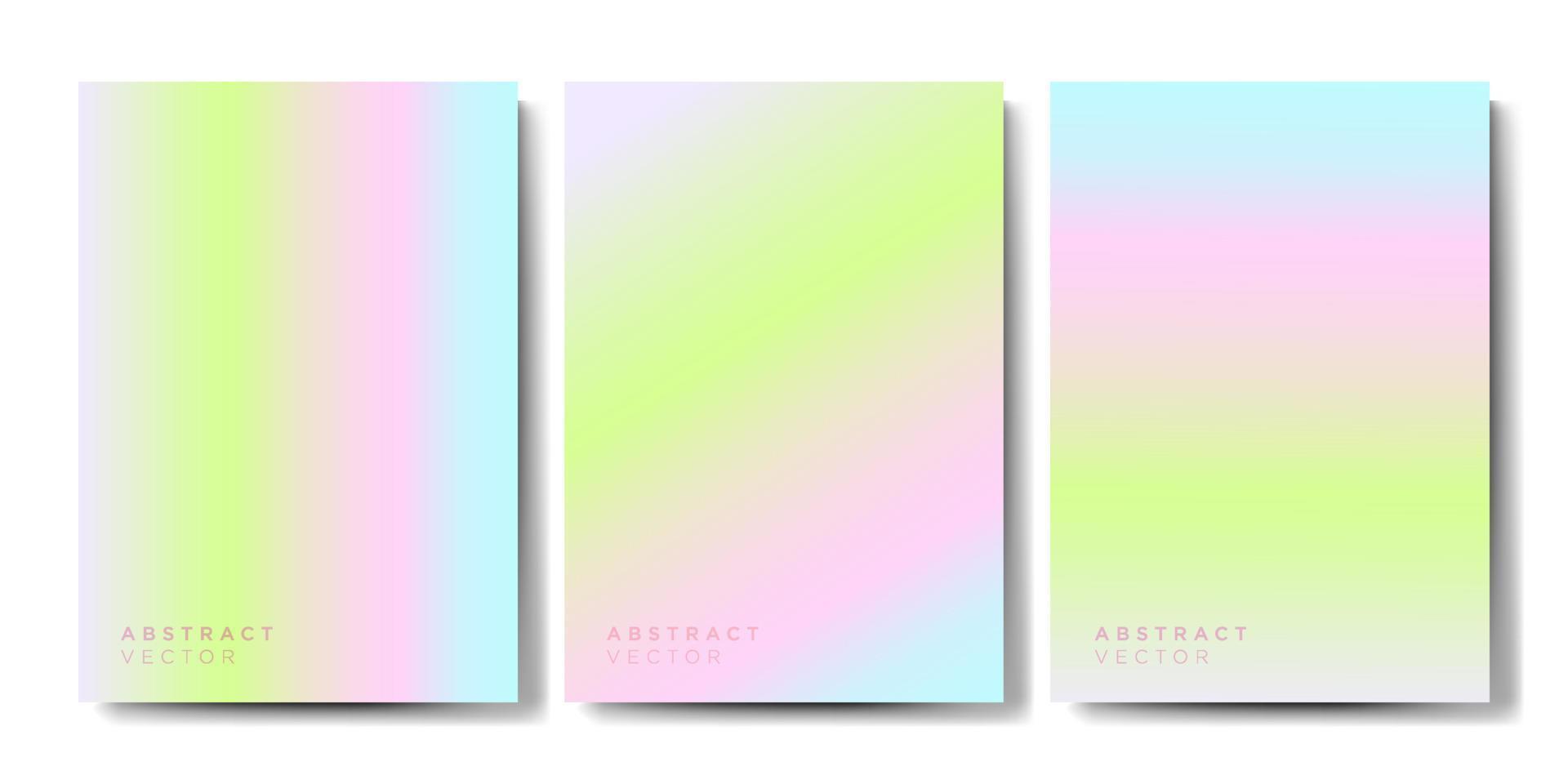 minimaler regenbogenverlaufsabdeckungshintergrundvektorsatz mit moderner abstrakter unscharfer lichtfarbe modernes tapetendesign für präsentation, poster, cover, website und banner vektor