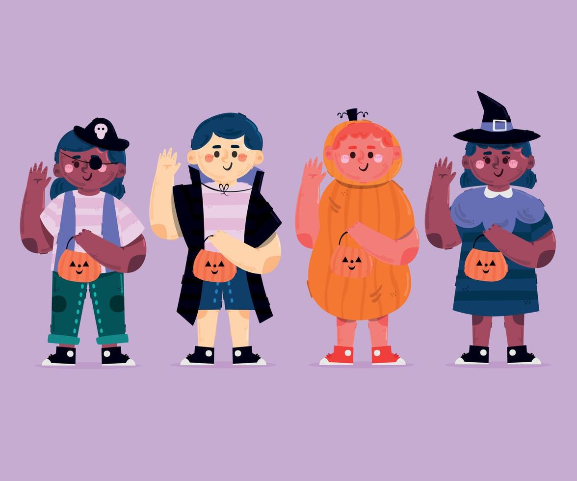 Halloween-Kostümillustration für Kinder vektor
