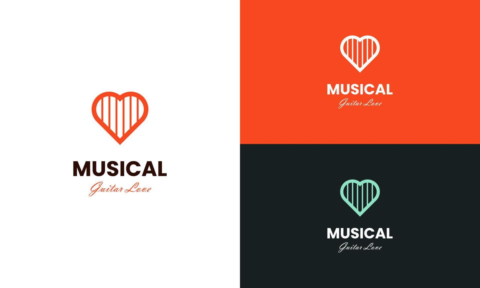 kärlek musik logotyp ikon, hjärta kombinera med gitarr sträng logotyp. gitarr kärlek logotyp, kärlek låt logotyp vektor