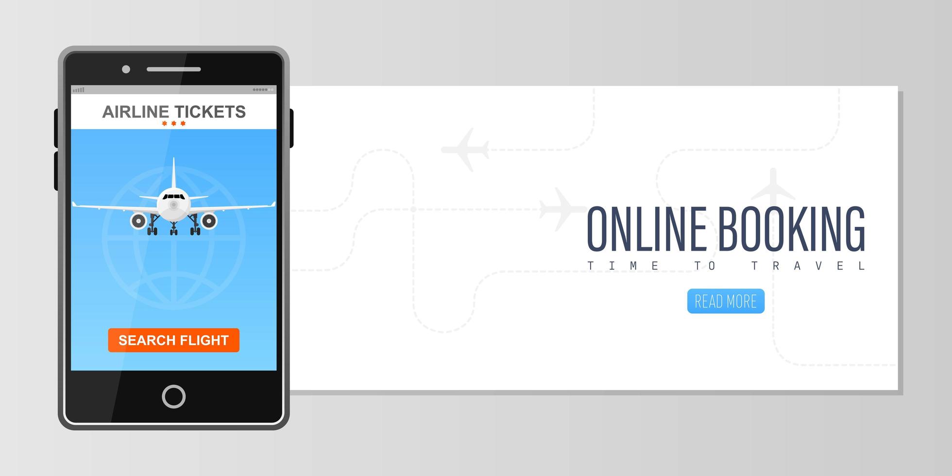 onlinebokning för flygbiljettkoncept med telefon vektor