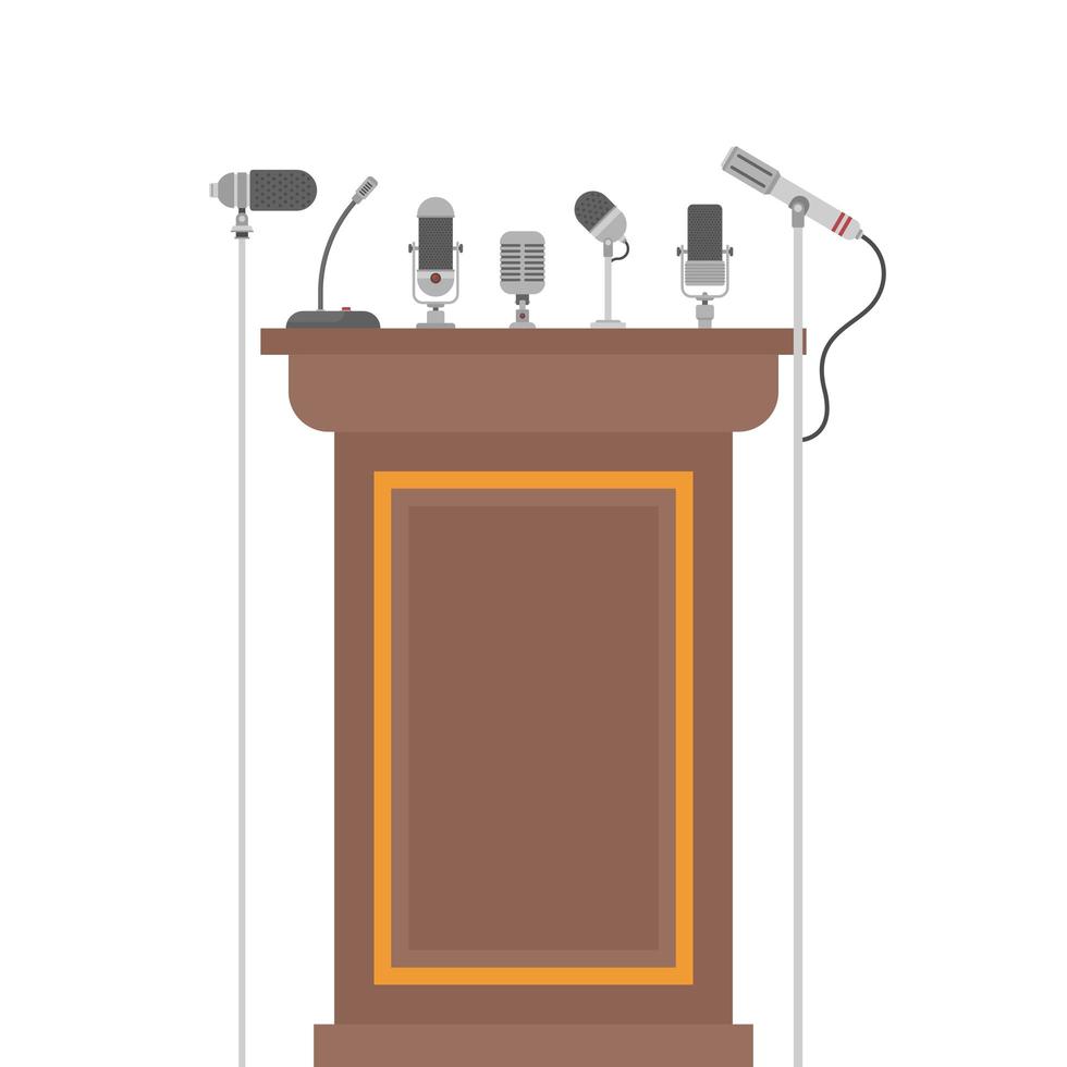 podium tribune för högtalare med mikrofoner vektor