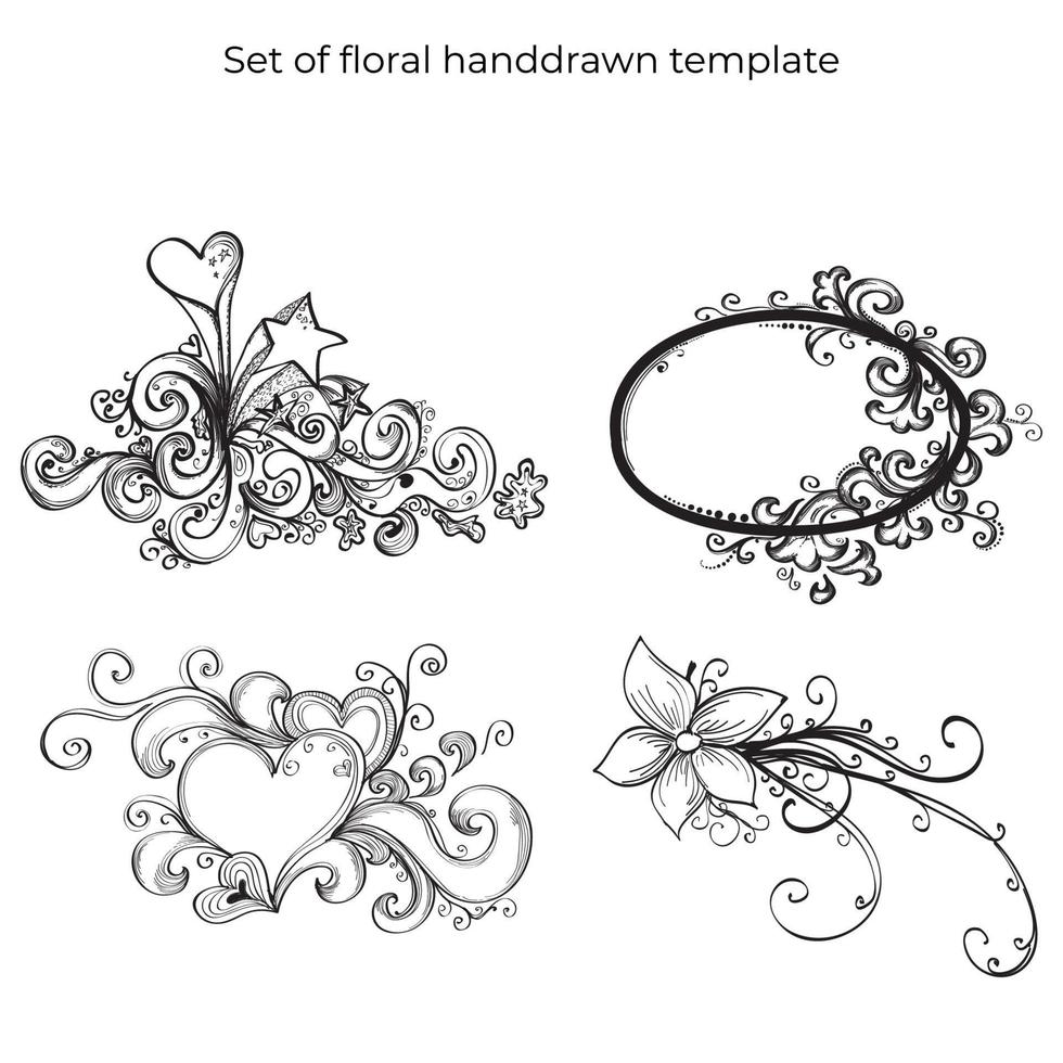 Vorlage für florale Ornamente. Textteiler-Vektor. An Rahmen, Rand, Ecke, Seite anpassen. Vektor eps 10.