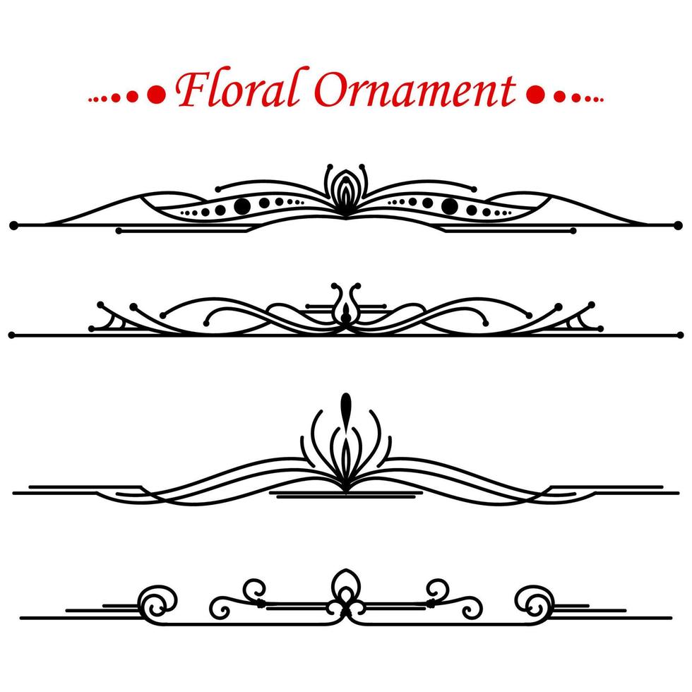 Vorlage für florale Ornamente. Textteiler-Vektor. An Rahmen, Rand, Ecke, Seite anpassen. Vektor eps 10.