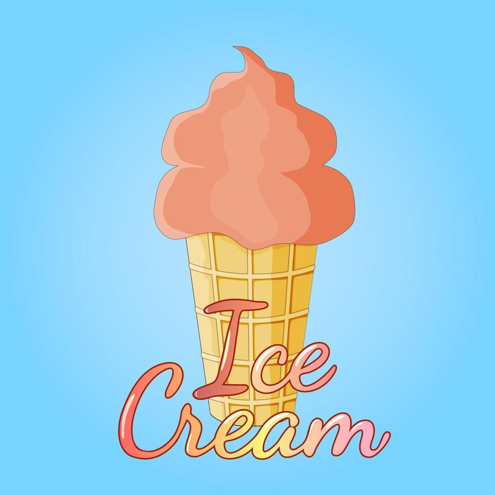 ice cream.sweet fruit ice cream in a crunchy cup .vector illustration. vektor