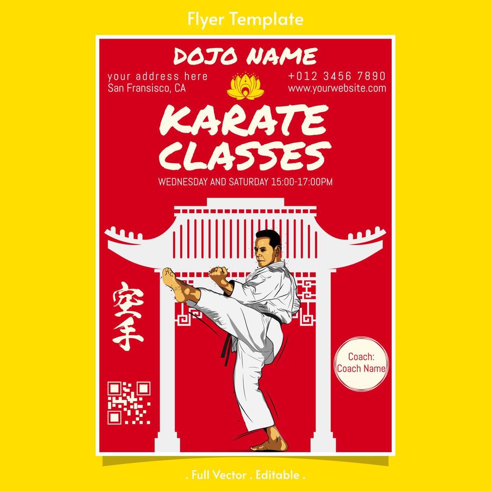 Vektor-Flyer-Vorlage für Karate-Klassen vektor