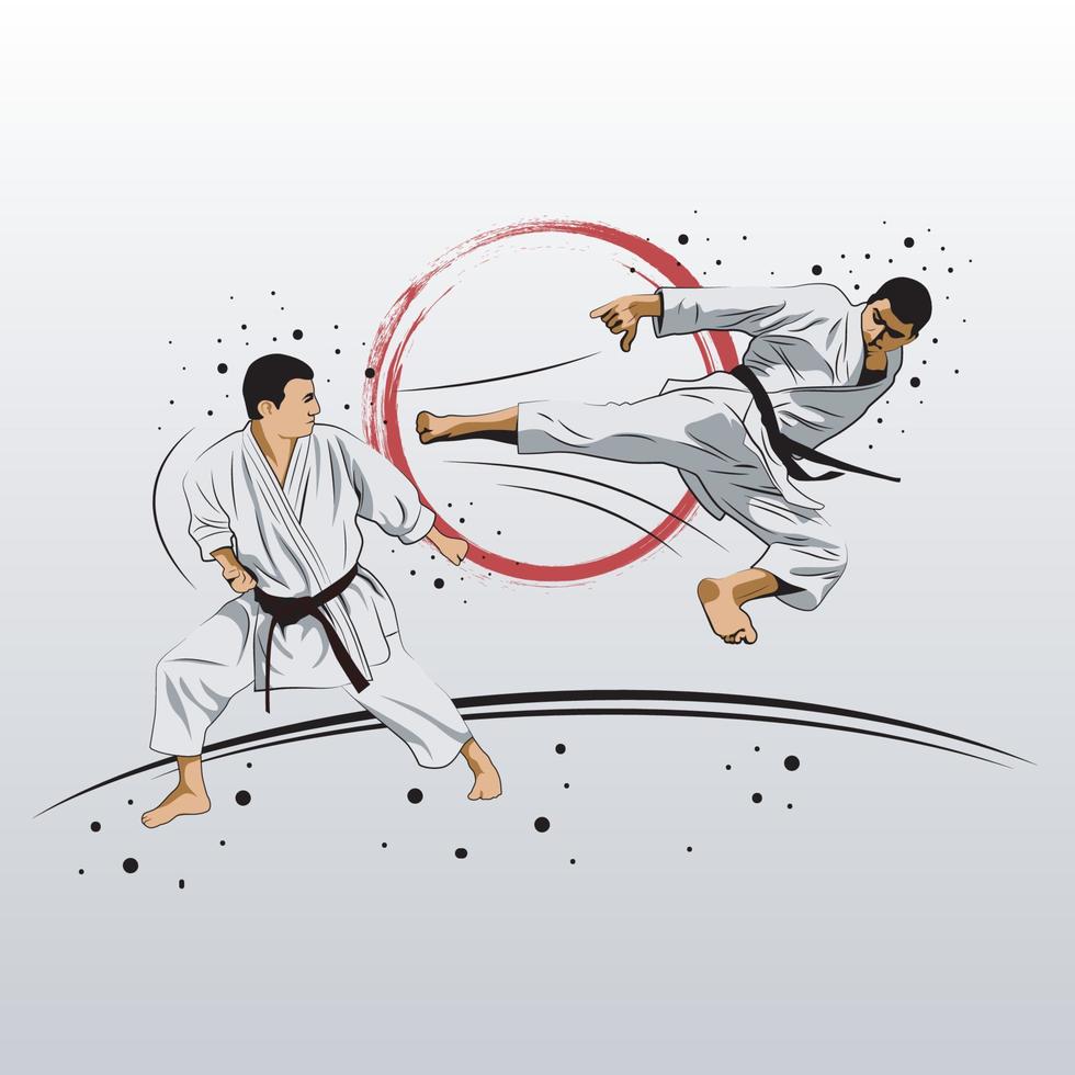 karate är en krigisk konst ursprung från japan. vektor illustratör.