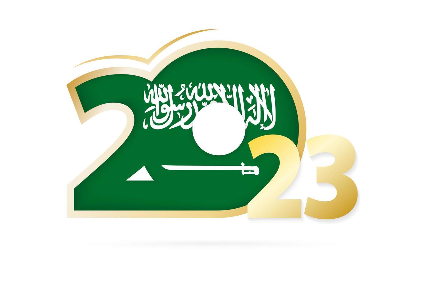 Jahr 2023 mit Flaggenmuster Saudi-Arabiens. vektor