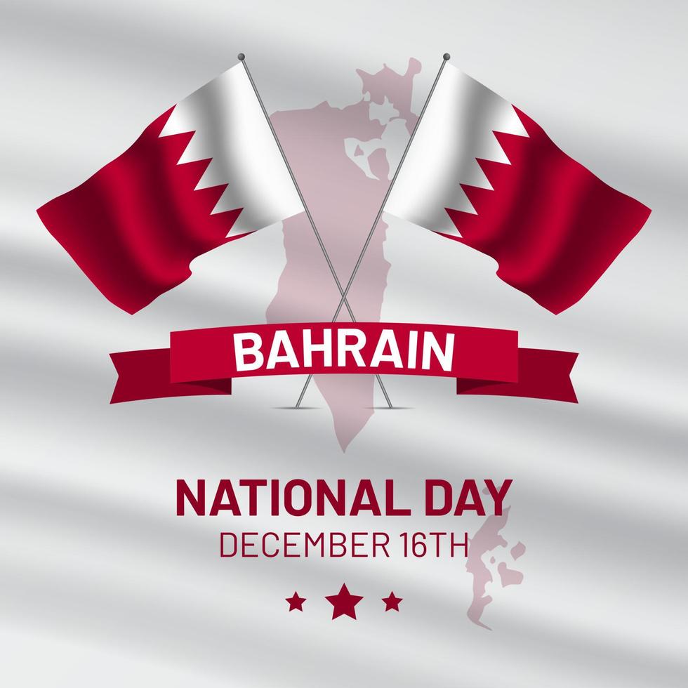 bahrain nationell dag december 16: e med vågig flagga illustration fyrkant baner mall vektor