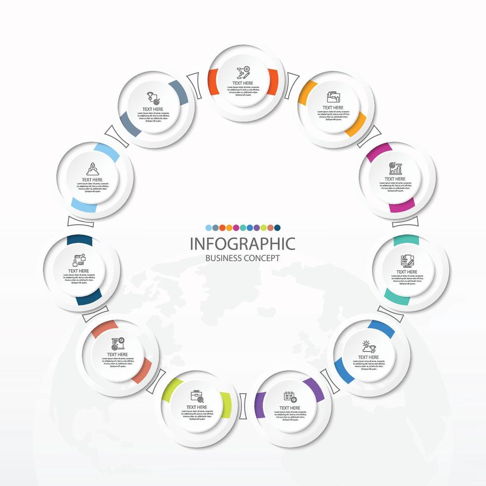 Basiskreis-Infografik mit 11 Schritten, Prozess oder Optionen. vektor