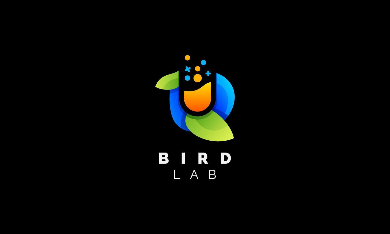 Farbverlauf-Vogel-Labor-Logo-Design-Vektor vektor