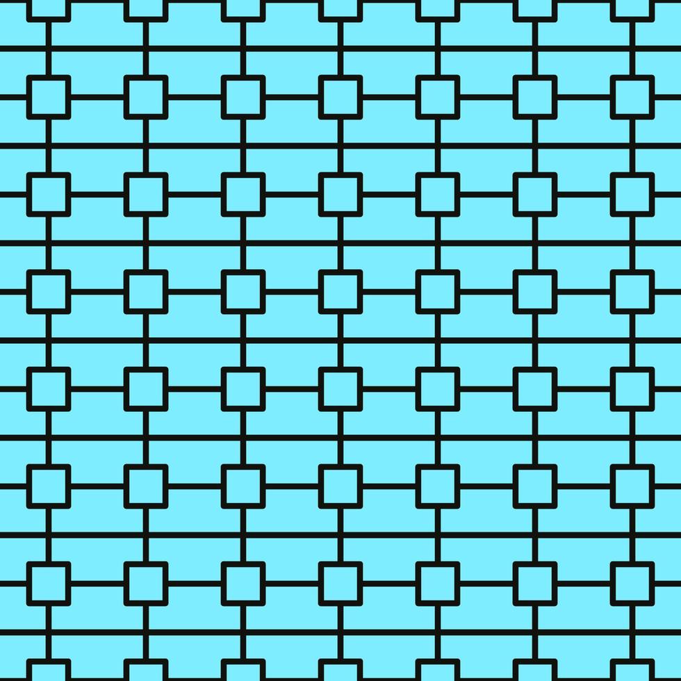 Vektornahtloses Muster aus Linien und Quadraten auf leuchtend blauem Hintergrund für Websites, Textilien, Verpackungen, Tapeten vektor