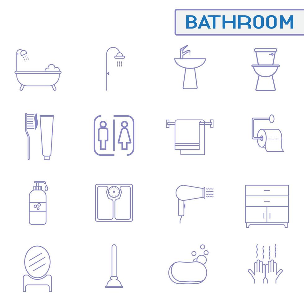 Bad-Icons-Vektor. Linie Reihe von Symbolen Badezimmer. vektor